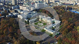 Mariyinsky Palace Verkhovna Rada from above. Aerial view of an official ceremonial residence of the President of Ukraine