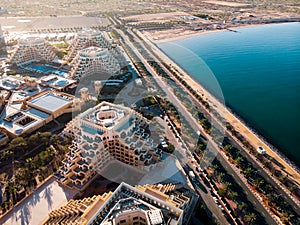 Marjan Island in Ras al Khaimah emirate in the UAE aerial view photo