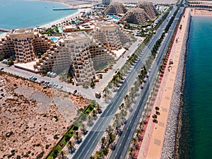 Marjan Island in Ras al Khaimah emirate in the UAE aerial view