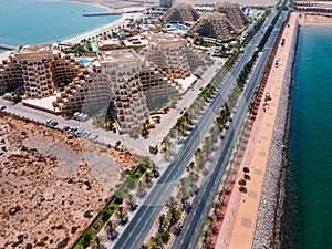 Marjan Island in Ras al Khaimah emirate in the UAE aerial view photo