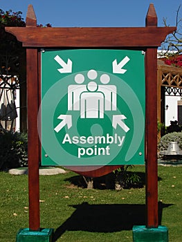 The mark of the Assembly point in the hotel