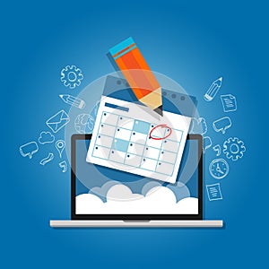 Mark circle your calendar agenda online cloud planning laptop photo