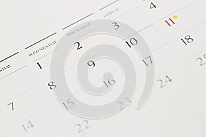 Mark the event day with a pin. Thumbtack in calendar concept for busy timeline organize