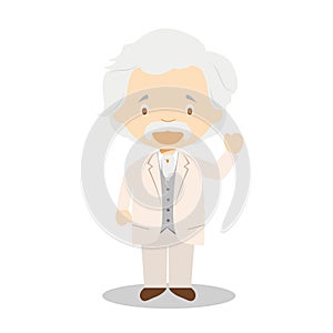 Mark Twain cartoon character. Vector Illustration. Kids History Collection