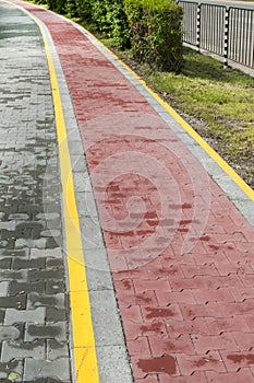 Marked bicycle path