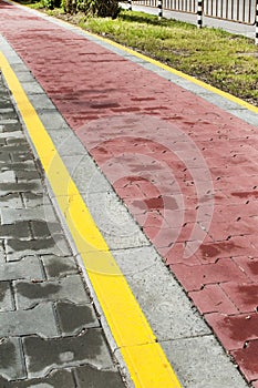 Marked bicycle path