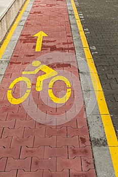 Marked bicycle path