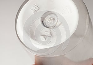 Marked bottom of a plastic transparent bottle