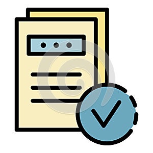 Marked documents icon color outline vector