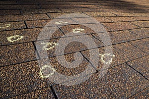 Marked Hail Damage On A Roof photo