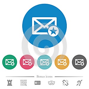 Marked mail flat round icons