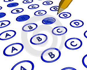 Marked multiple choice bubble answer sheet