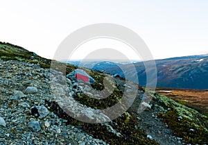 Marked trail in the mountains