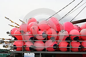 Marker buoys on fishing boat