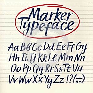 Marker hand drawn font