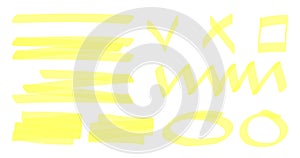 Marker highlighter elements. Hand drawn shape line