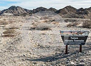 Marker at the historic town site of Tumco photo