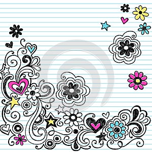 Marker Notebook Doodles Swirls and Flowers