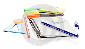 Marker, pencil, handle and notepad