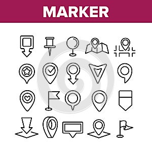 Marker Pointer Gps Map Collection Icons Set Vector