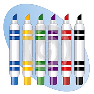 Markers, Felt Tip Pens in Six Colors