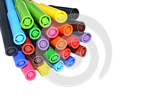 Markers pens colored isolated on white background