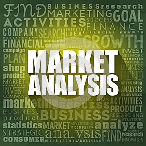 Market Analysis word cloud collage, business concept background