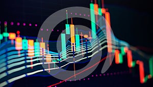 Market Analyze. Candle stick graph chart of stock market investment trading.