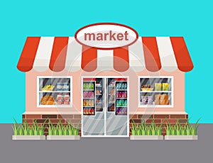 Market building. Grocery store