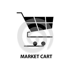 market cart icon, black vector sign with editable strokes, concept illustration