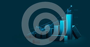 Market chart of business stock graph or investment financial data profit on growth money diagram background with diagram exchange