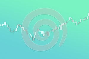 Market chart with growth bars 3D illustration on fluent green color background