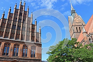 Market church and old town hall in Hanover, Germany.