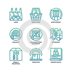 Market Economy icons set