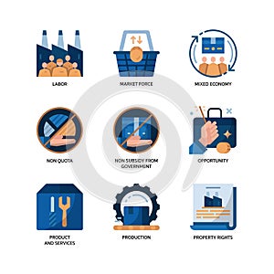 Market Economy icons set