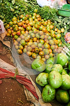 Market green tomatoes Myanmar Inle Lake