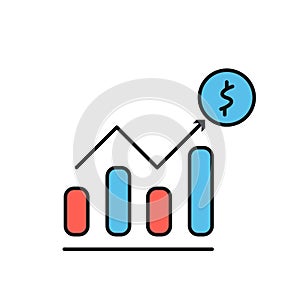 Market growth chart linear icon. Color