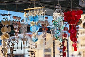 Market with handmade ceramic souvenirs