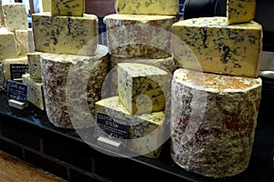 Food market: handmade gourmet blue cheeses photo