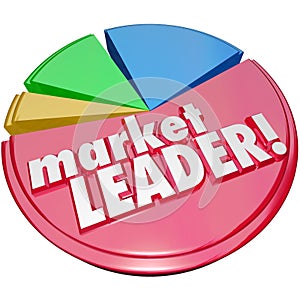 Market Leader Words Pie Chart Top Winning Company Biggest Share photo