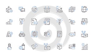Market line icons collection. Demand, Supply, Transactions, Exchanges, Consumers, Producers, Competition vector and