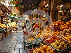 A market with a lot of fruit and vegetables