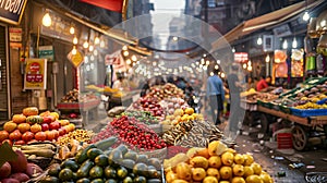 A market with many different types of fruits and vegetables