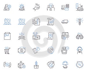 Market line icons collection. Competition , Demand , Growth , Innovation , Profits , Sales , Strategy vector and linear photo