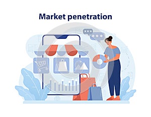 Market penetration concept. Flat vector illustration.