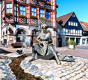 Market place in historic town Lorsch (Carolingian town), Germany