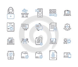 Market research line icons collection. Analysis, Survey, Insights, Focus group, Demographics, Trends, Statistics vector