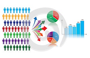 Market research and statistics, symbolized