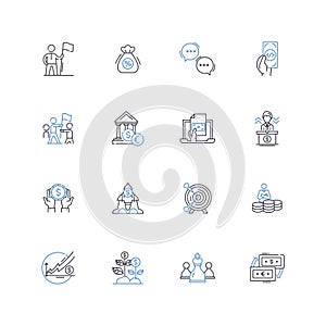 Market saturation line icons collection. Saturation, Overcrowding, Overabundance, Oversupply, Flooded, Glut, Superfluous