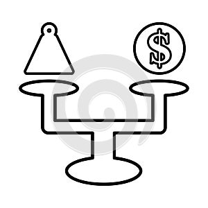 Market, scales, trade, trading, speculation outline icon. Line art design